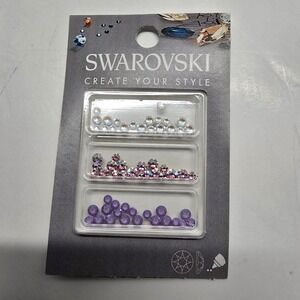 Swarovski Flat Back Crystals - Combo Pack - 72 Count Purple Pink Clear
